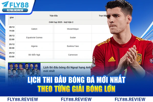 Lịch thi đấu bóng đá mới nhất theo từng giải bóng lớn